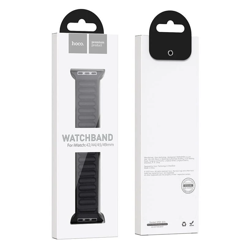 Hoco Apple Watch Leather Magnetic Band (Black) - Image 3