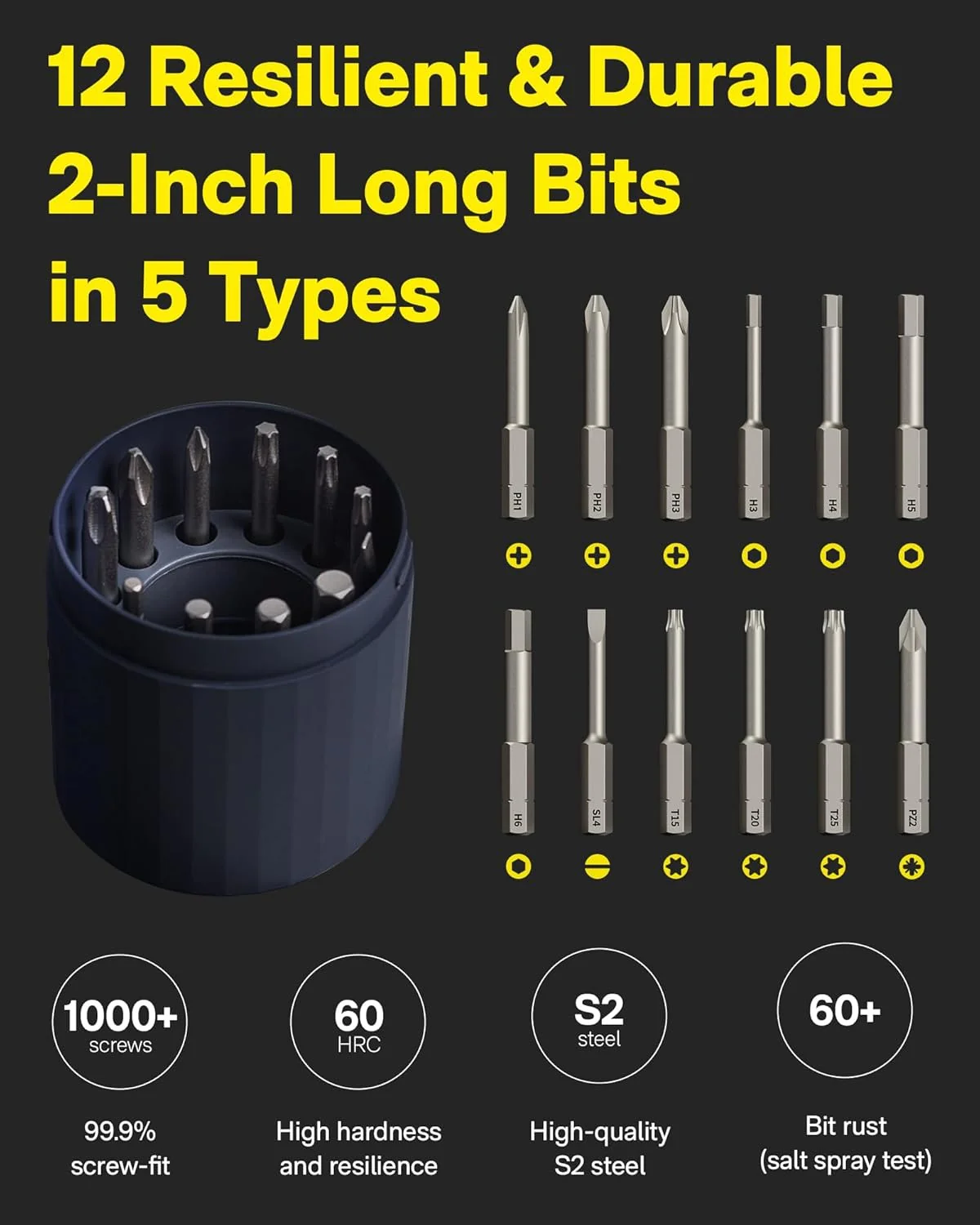 HOTO 3.6V Electric Screwdriver Set with 12 Bits - Image 3