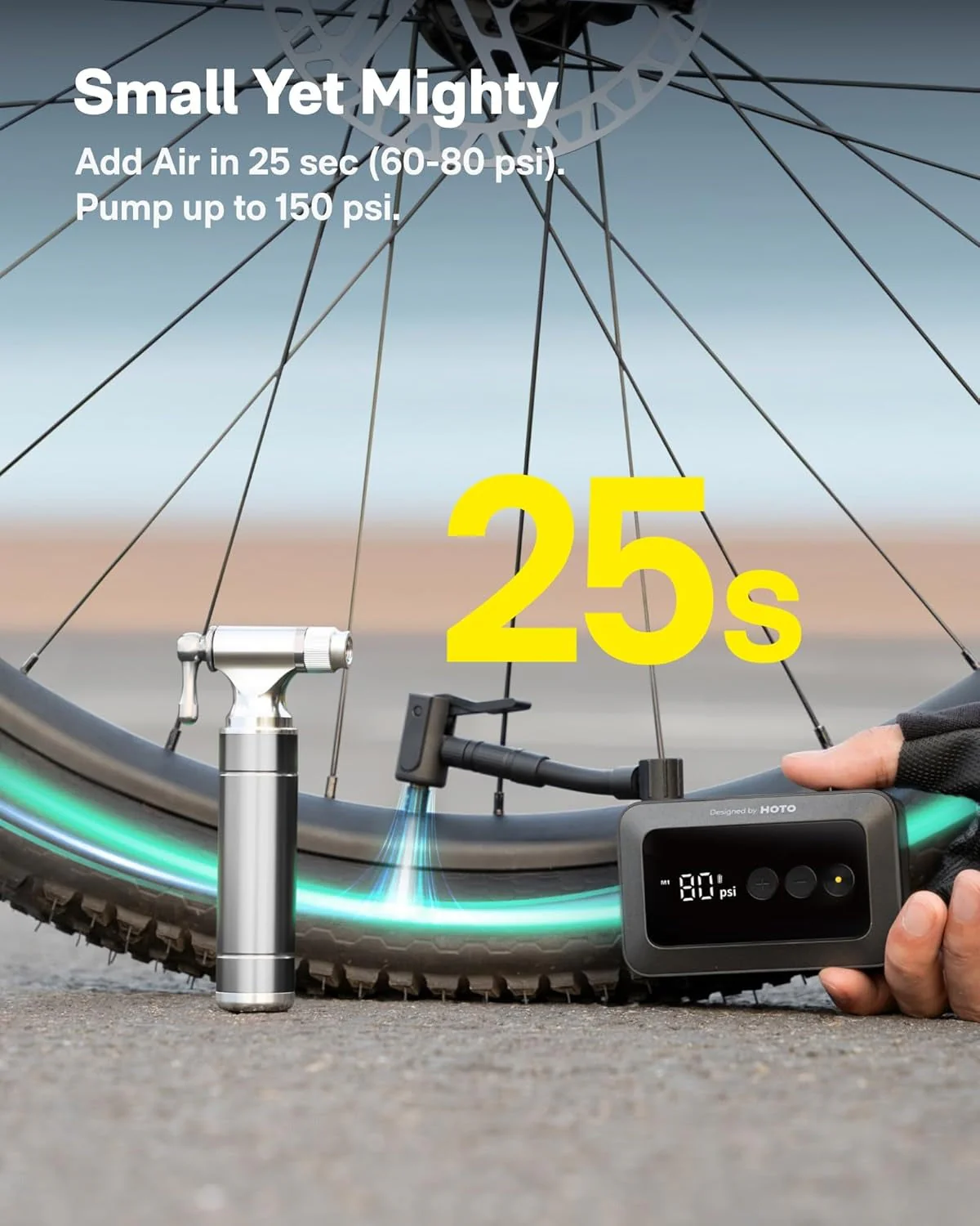 HOTO Air Pump Pocket - Mini Portable Tyre Inflator for Bike - Image 2
