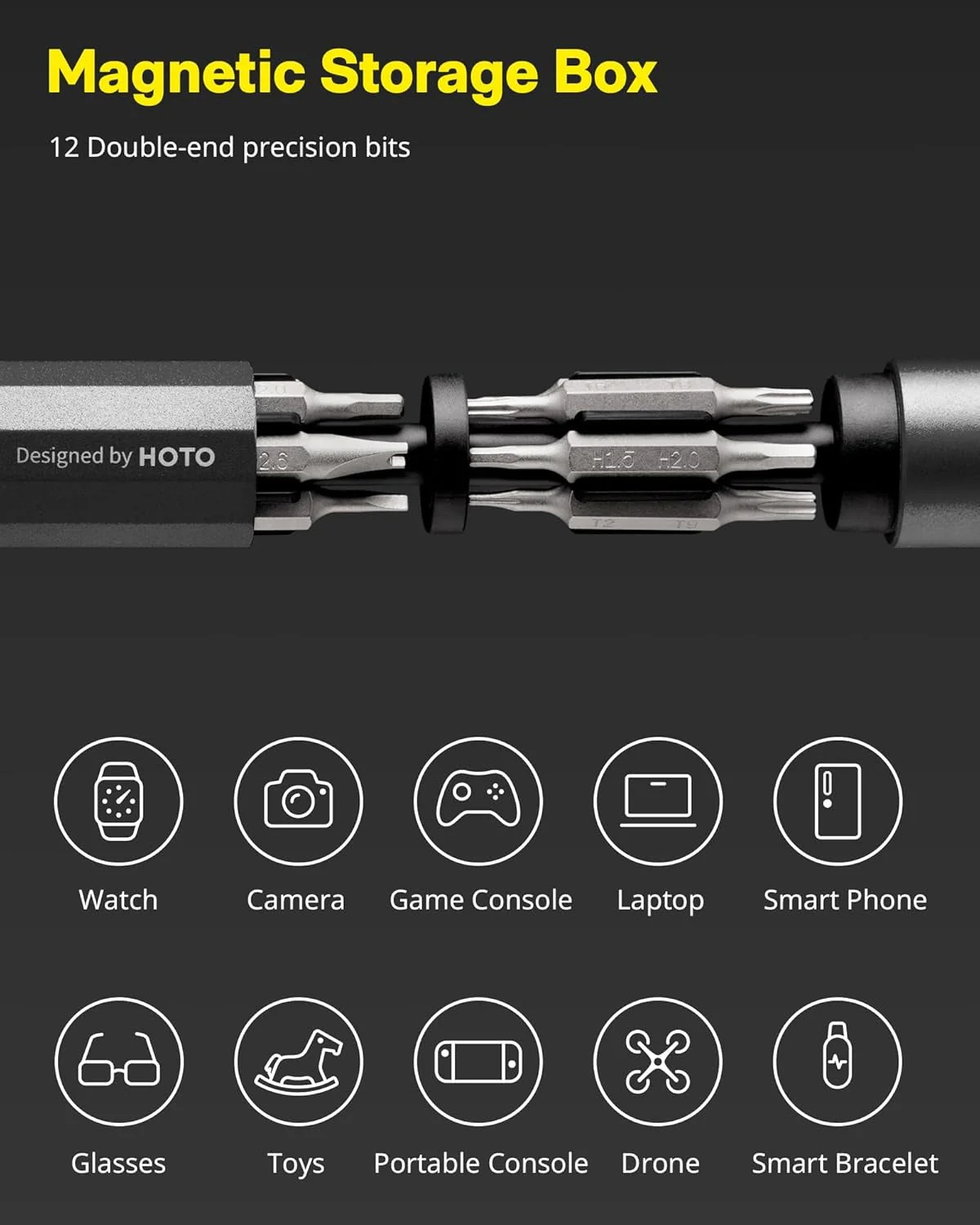 HOTO Manual Precision Screwdriver Pen Pocket Tool (Black) - Image 3