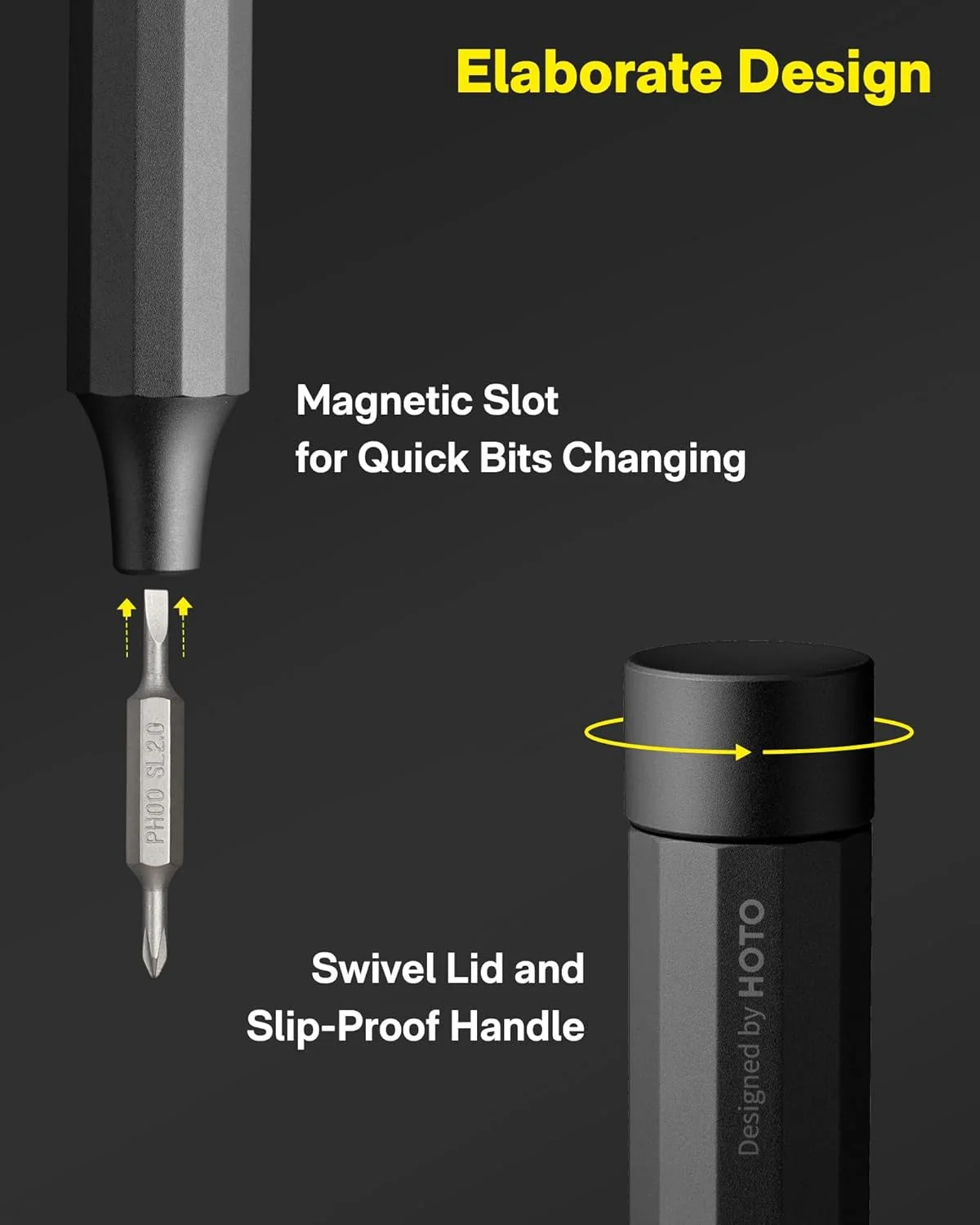 HOTO Manual Precision Screwdriver Pen Pocket Tool (Black) - Image 4