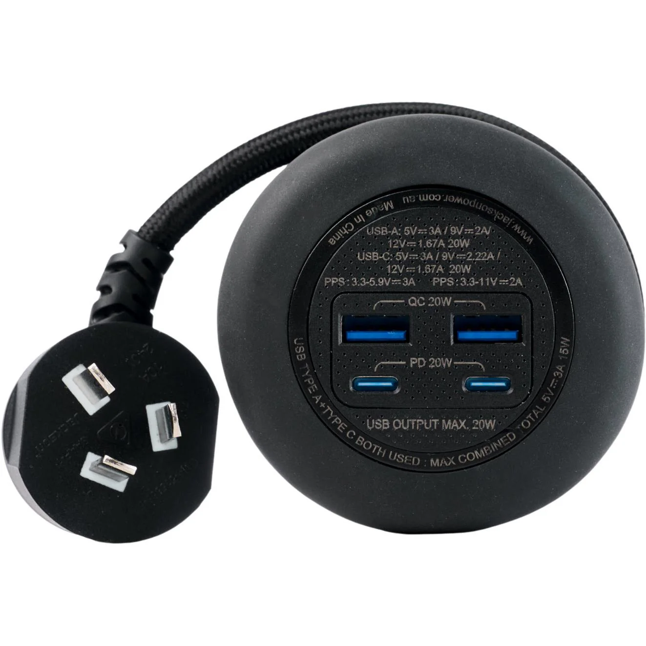 Jackson PowerPuck Rapid Charge PD20W USB-C / USB-A Wall Adaptor