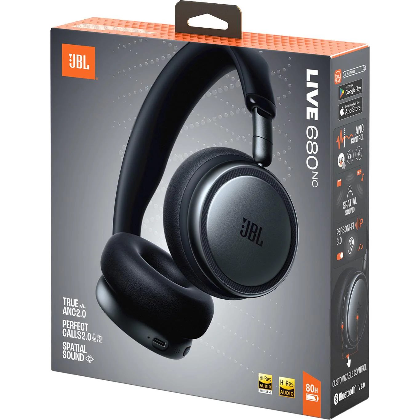 JBL Live 680NC Wireless Noise Cancelling On-ear Headphones (Black) - Image 9