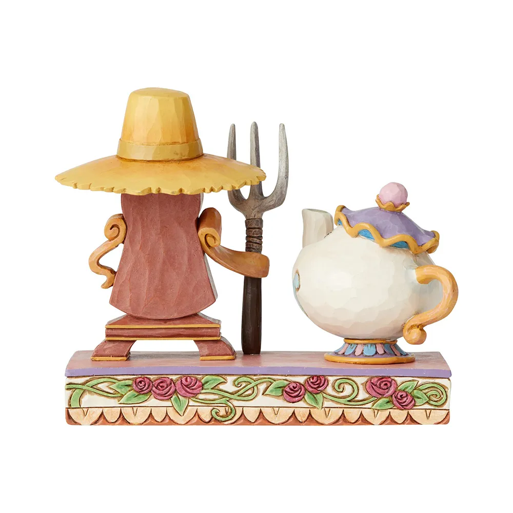 Jim Shore Disney Traditions - Beauty and the Beast Mrs Potts and Cogsworth - Workin Round the Clock - Image 3