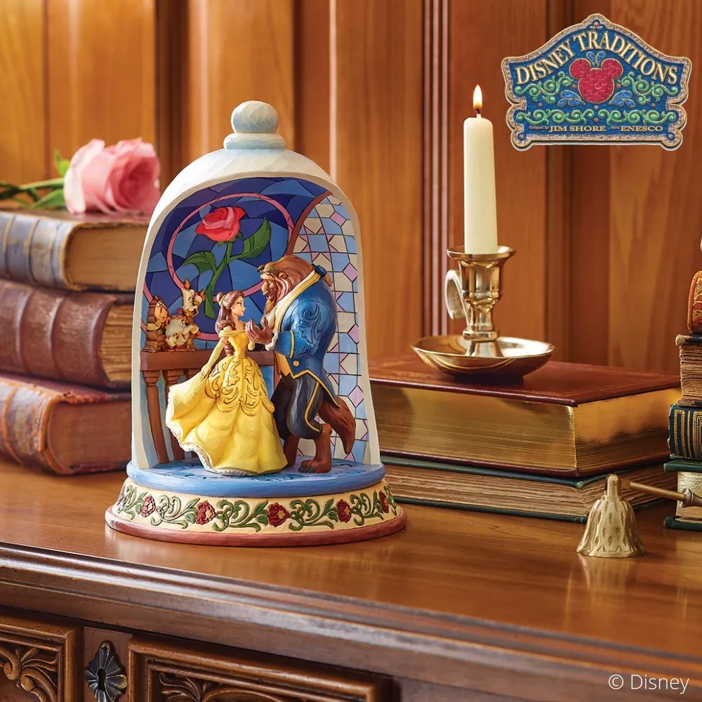Jim Shore Disney Traditions - Beauty and the Beast Rose Dome - Enchanted Love - Image 4