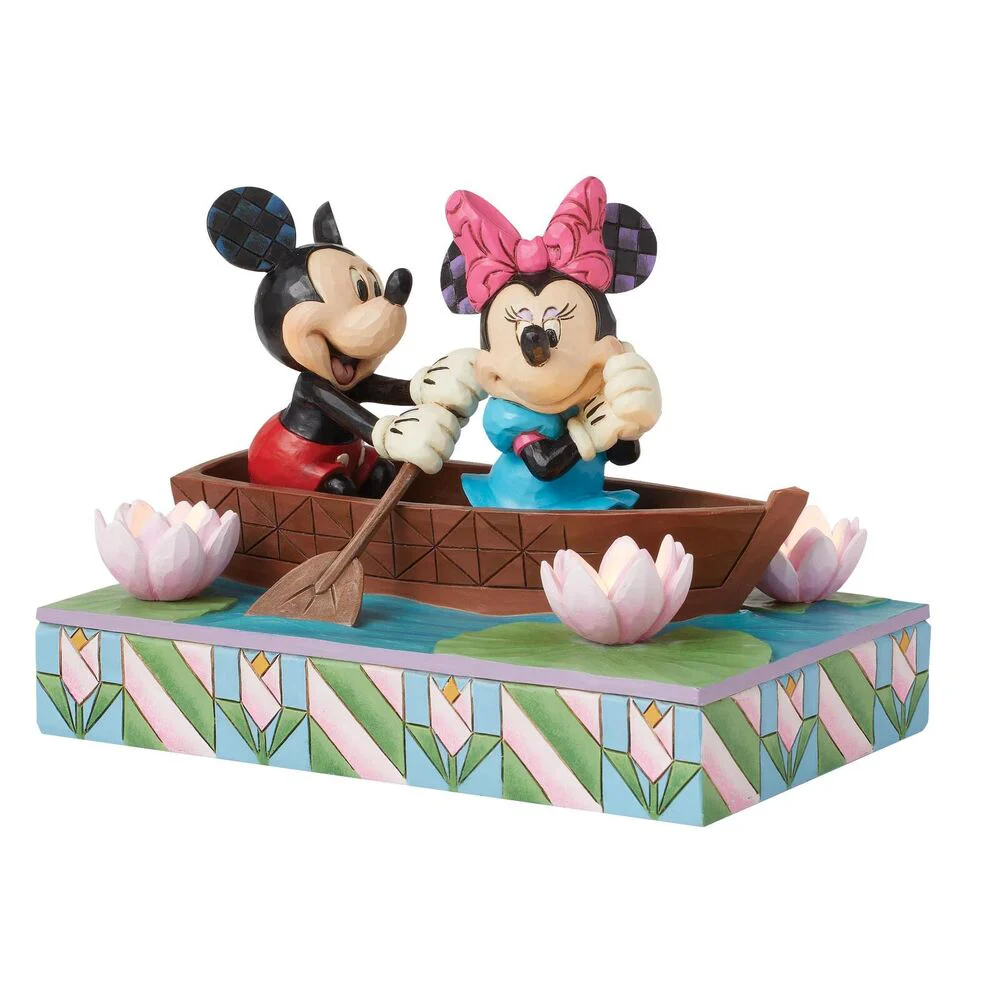 Jim Shore Disney Traditions - Mickey and Minnie LED Love Rowboat