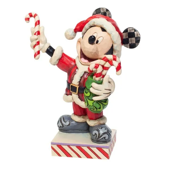 Jim Shore Disney Traditions - Mickey Mouse as Santa - Peppermint Surprise - Image 3