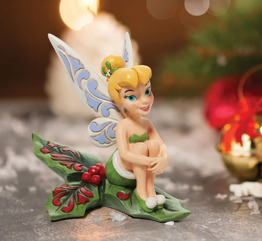Jim Shore Disney Traditions - Tinkerbell Christmas - Sitting On Holly - Image 5