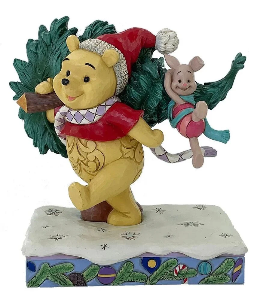 Jim Shore Disney Traditions - Winnie the Pooh Christmas - Pooh with Tree - A Tree For Two