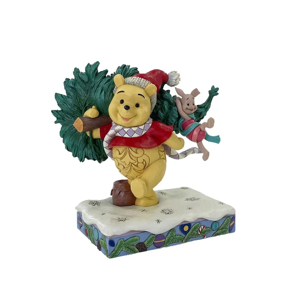Jim Shore Disney Traditions - Winnie the Pooh Christmas - Pooh with Tree - A Tree For Two - Image 2