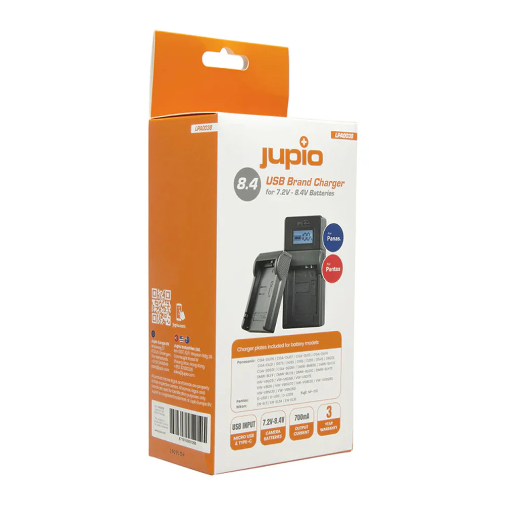 Jupio 7.2V/8.4V USB Charger For Panasonic D07S/Nikon EN-EL3 - Image 2