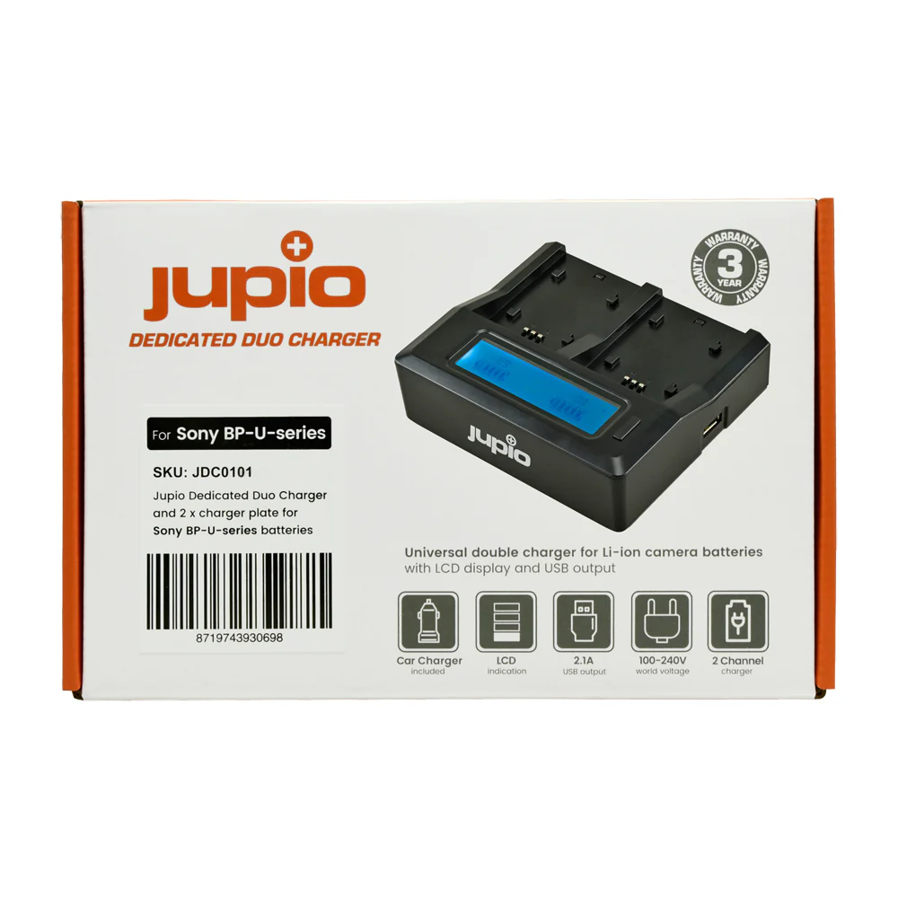 Jupio Dedicated Duo Charger with LCD For Sony BP-U Series Batteries - Image 2
