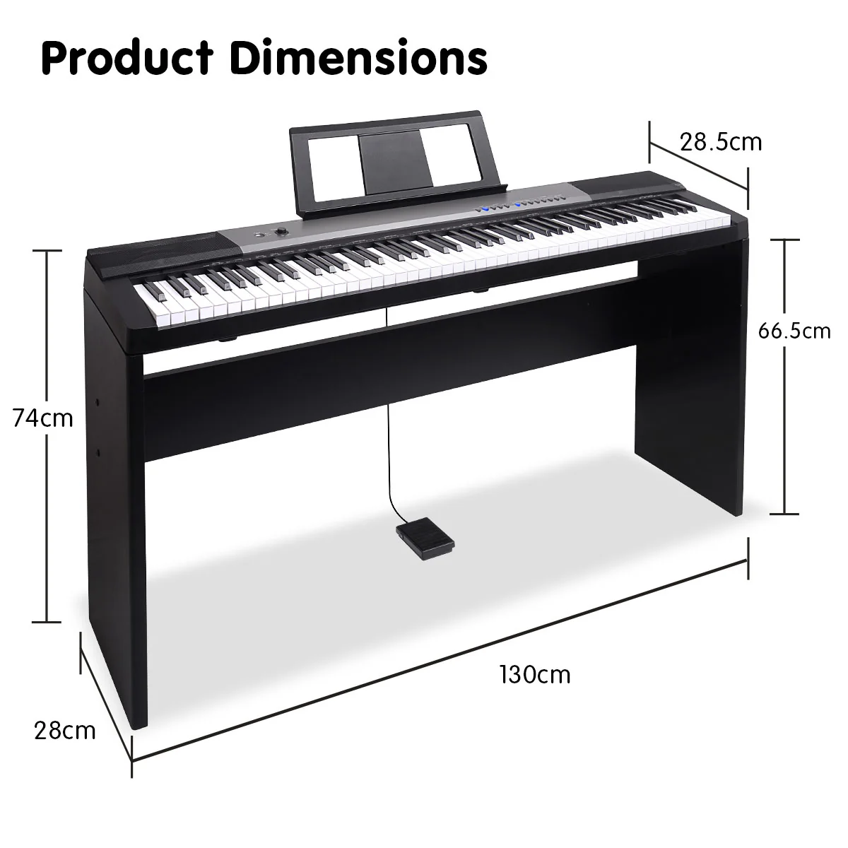 Karrera 88 Keys Electronic Keyboard Piano with Stand (Black) - Image 7