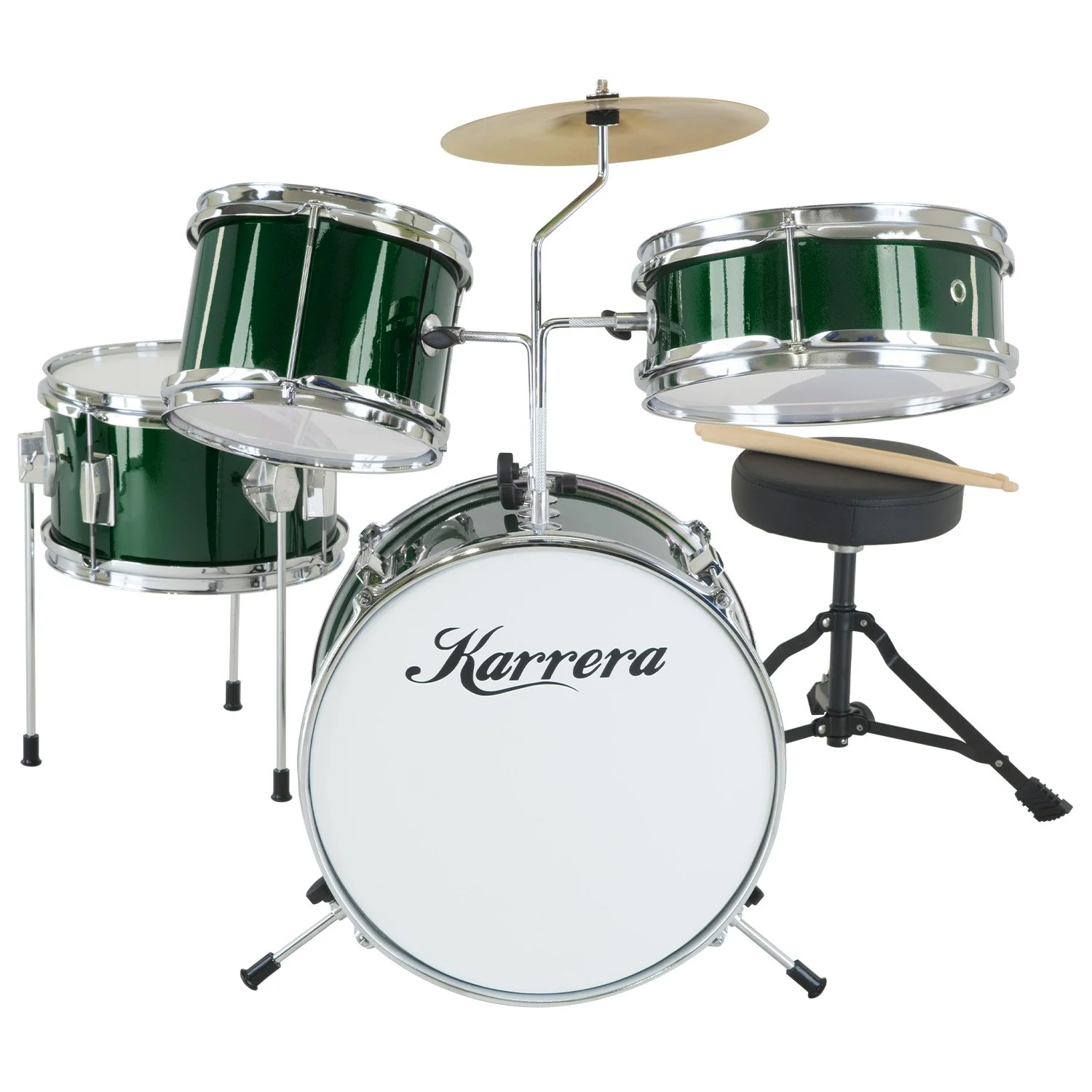 Karrera Childrens 4-Piece Drum Kit (Green)