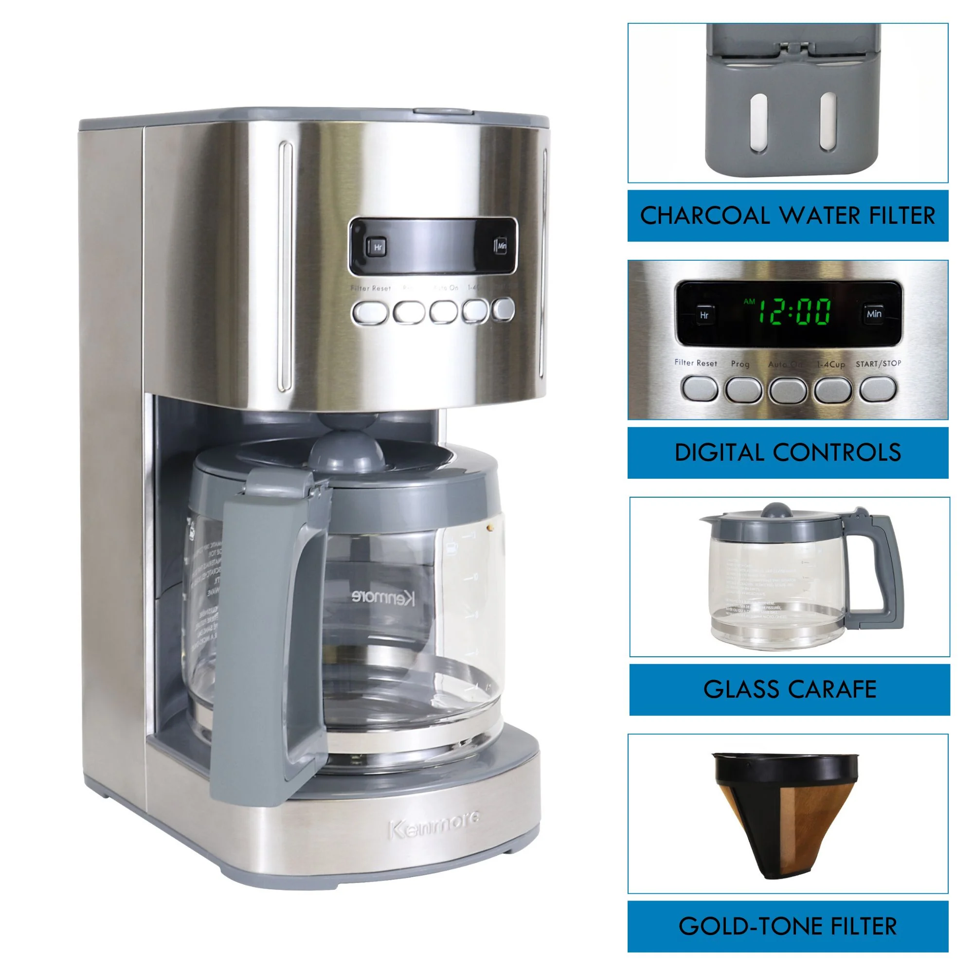 Kenmore Drip Coffee Maker 12‑Cup Silver - Image 4