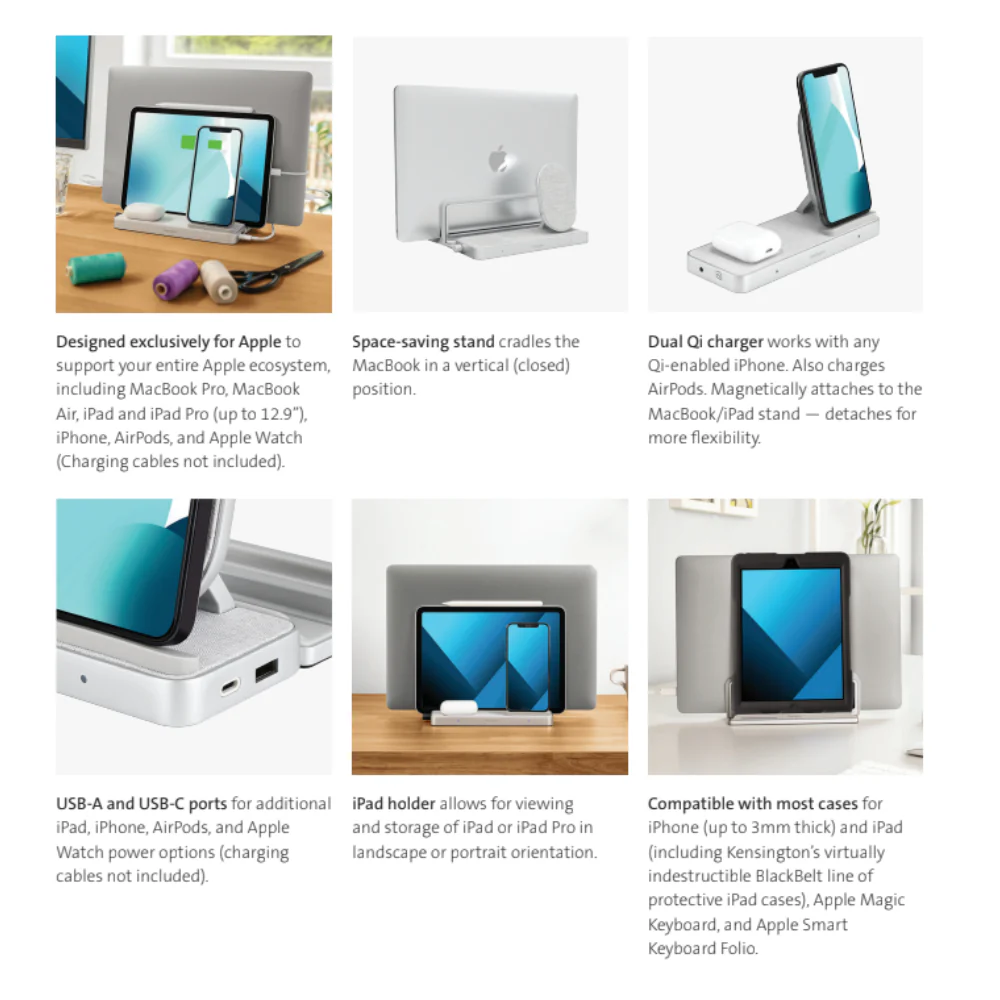 Kensington StudioCaddy Stand Qi Wireless Charger For iPhone/iPad/Apple AirPods - Image 2