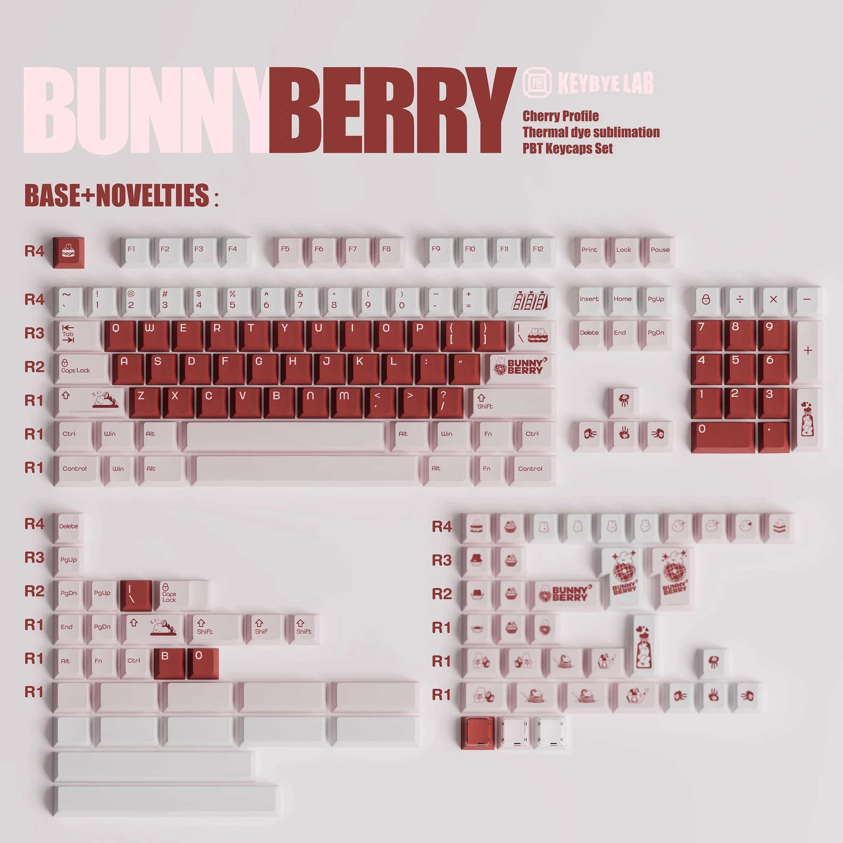 KeyByeLab Bunny Berry Cherry Profile PBT+PC Keycap Set - Image 2
