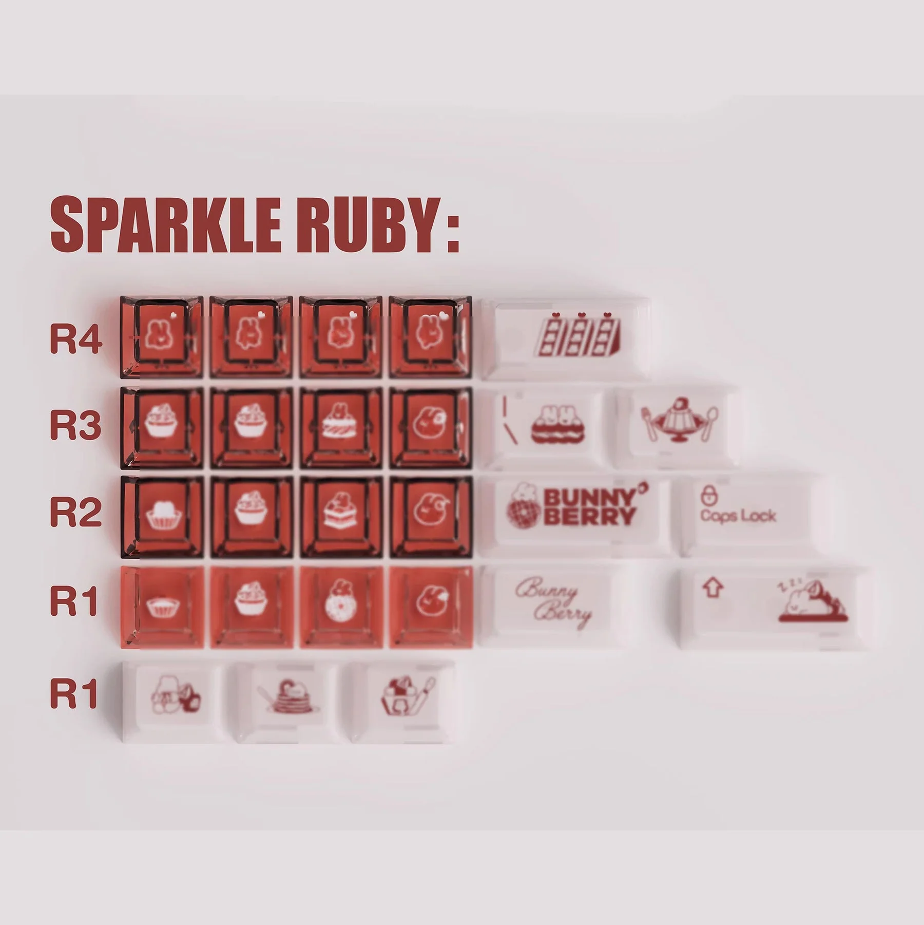 KeyByeLab Bunny Berry Cherry Profile PBT+PC Keycap Set - Image 3