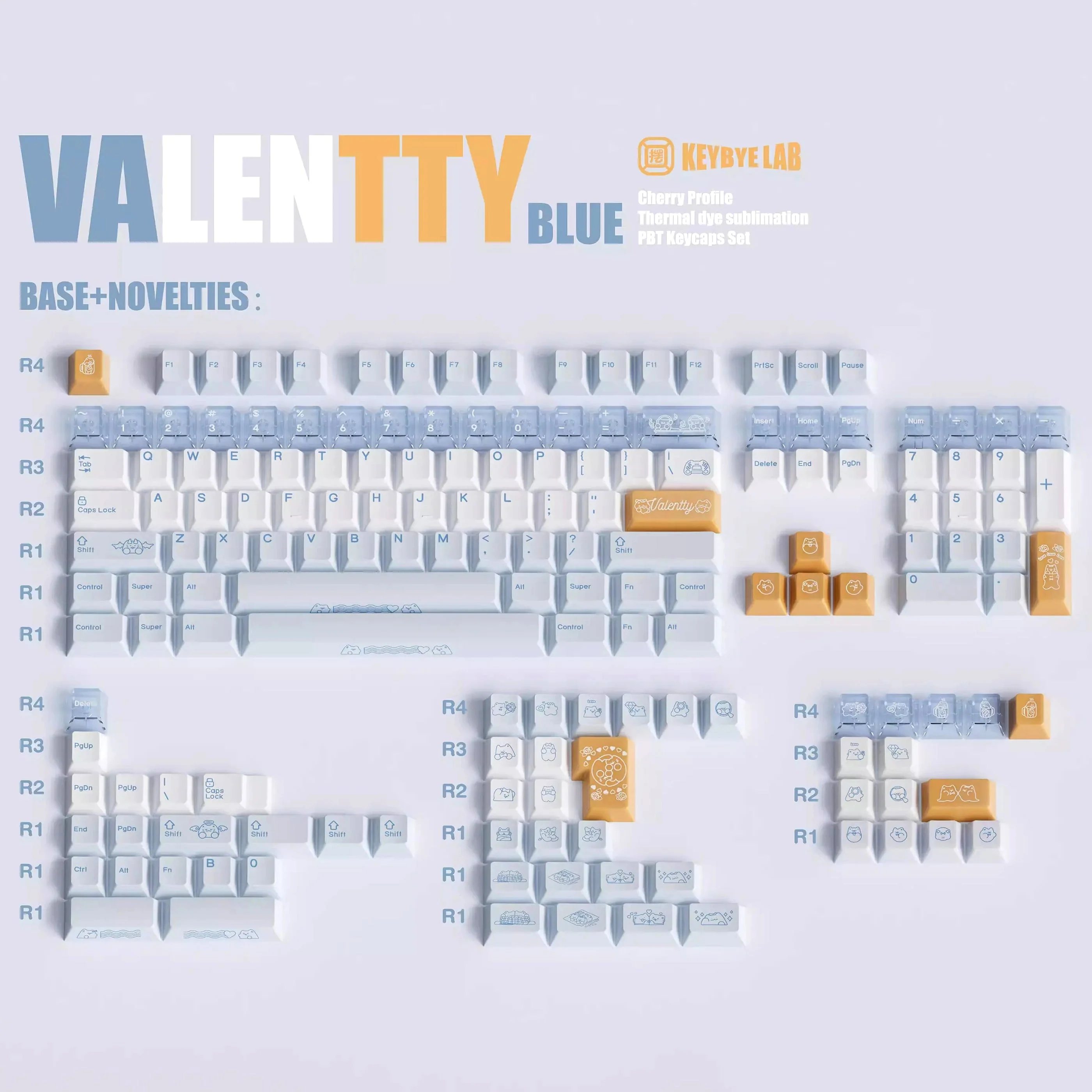 KeyByeLab Valentty Blue Cherry Profile PBT+PC Keycap Set - Image 2