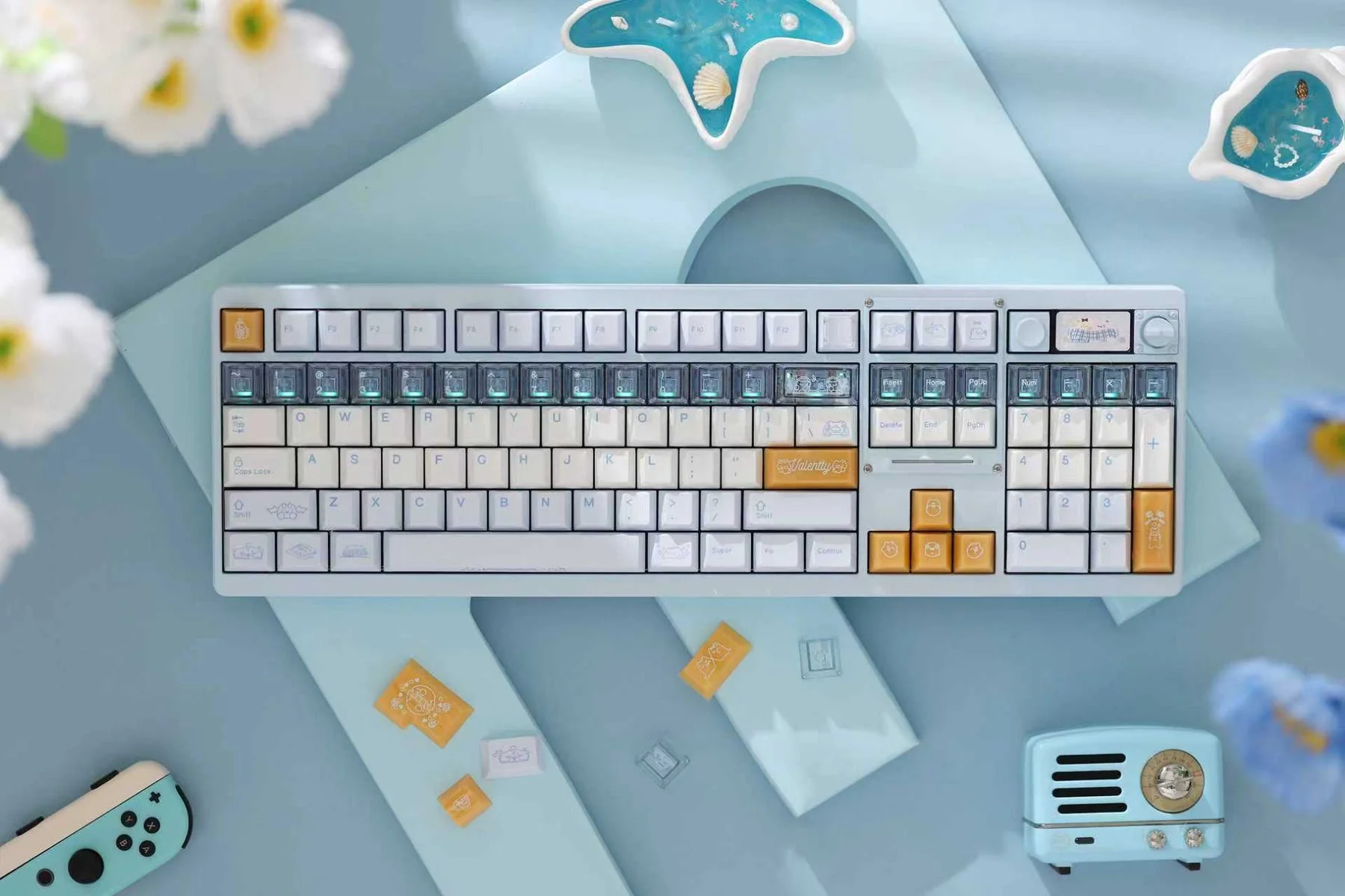 KeyByeLab Valentty Blue Cherry Profile PBT+PC Keycap Set - Image 4