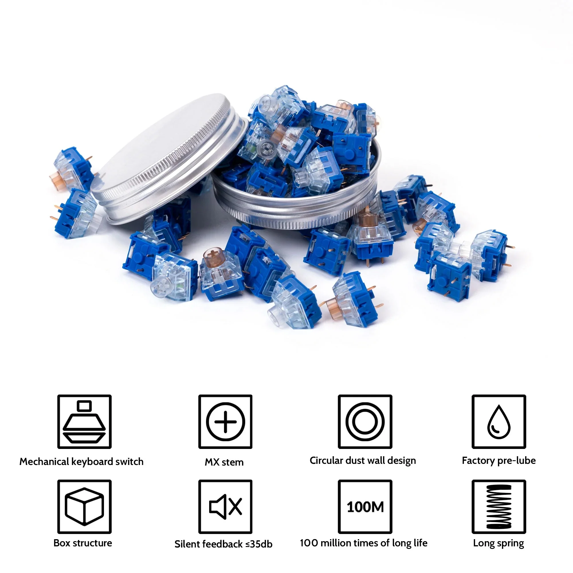 Keychron Kailh Deep Sea Silent Pro Box Switch 110pcs (Tactile Whale) - Image 3