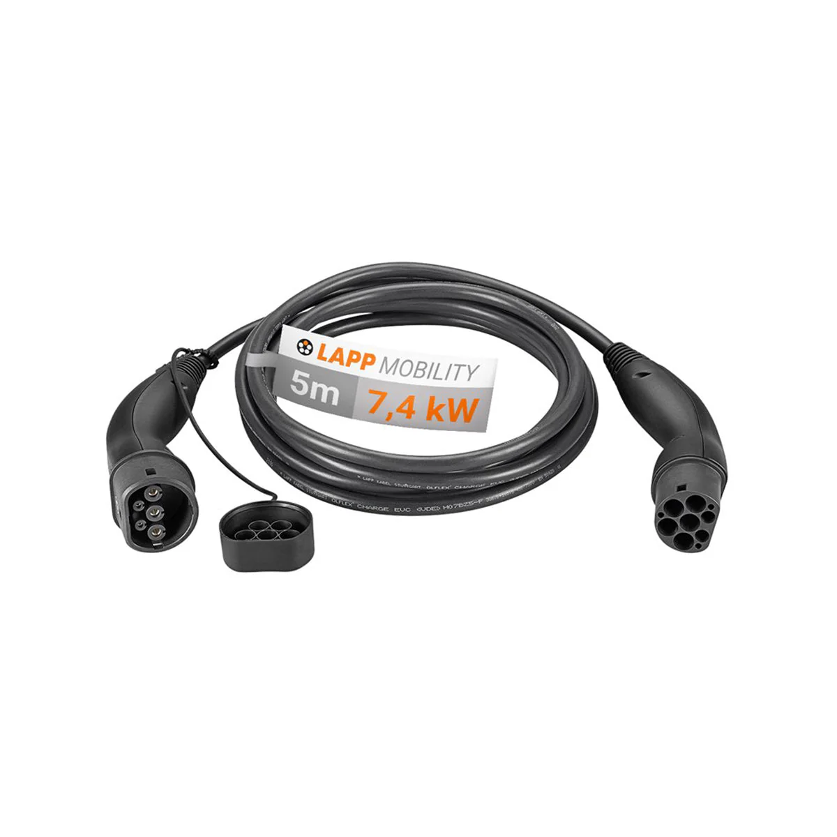 LAPP EV Charge Cable Type 2 (7.4kW-1P-32A) 5m (Black)