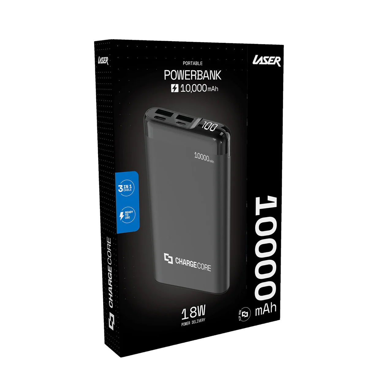 Laser 10000mAh Power Bank with LED Display (Black) - Image 10