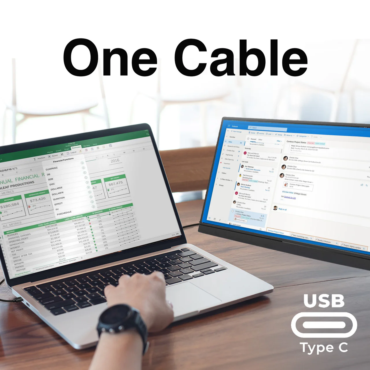 Laser 15.6 Inch Full HD Portable Monitor with USB-C and HDMI (Black) - Image 3