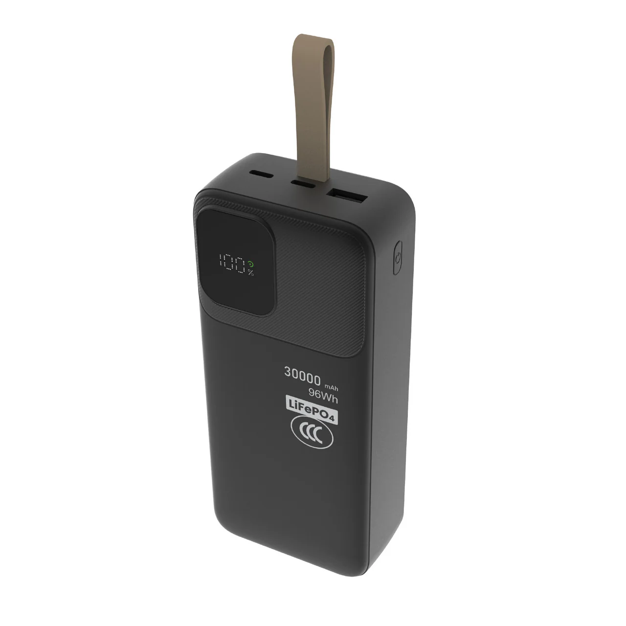 Laser 30000mAh LiFePO4 45W Power Bank with Built-In Cables (Black)