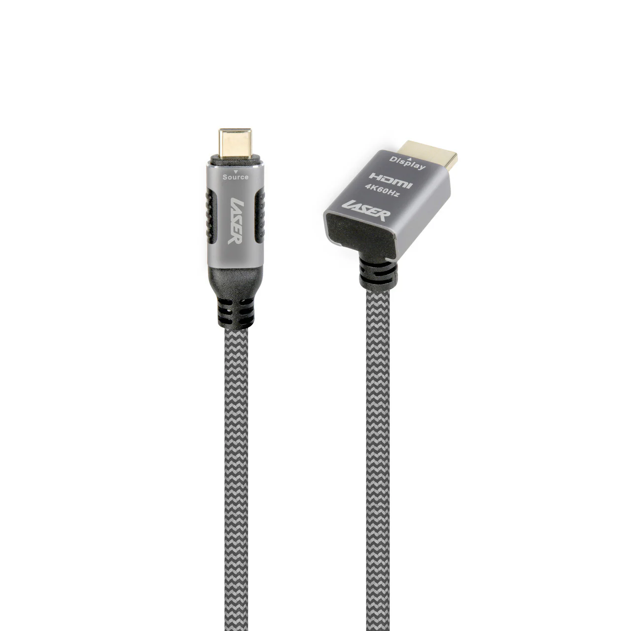 Laser 4K USB-C to Right Angle HDMI Cable 2m (Grey)