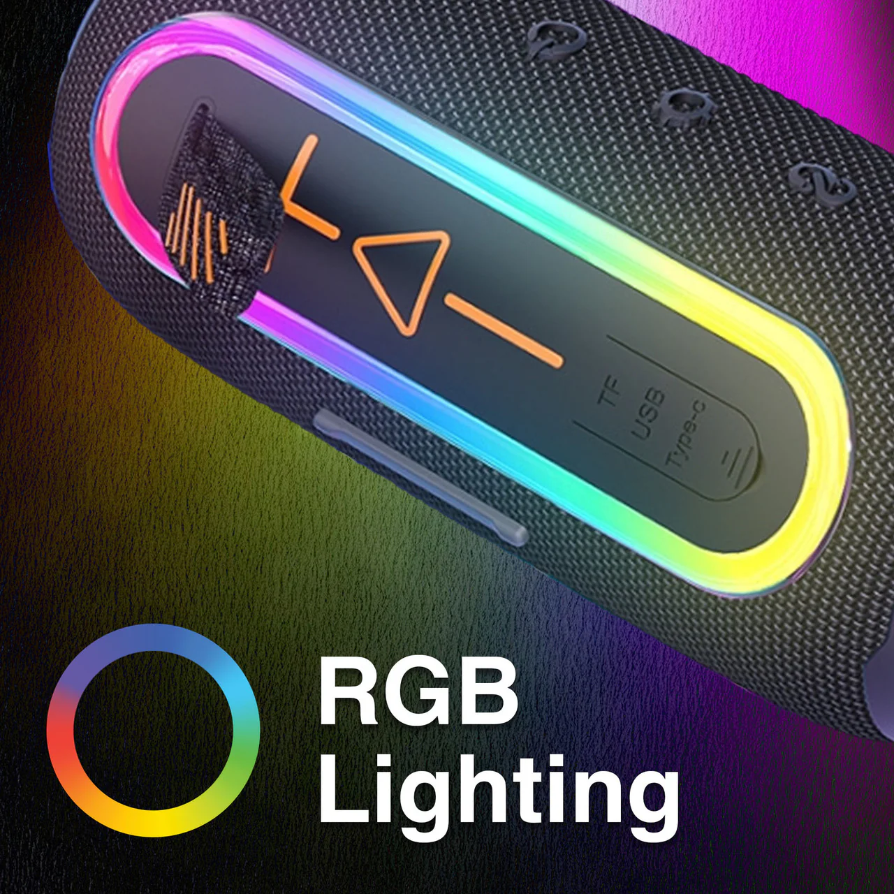 Laser Bluetooth Speaker – Fabric Finish with RGB (Black) - Image 2