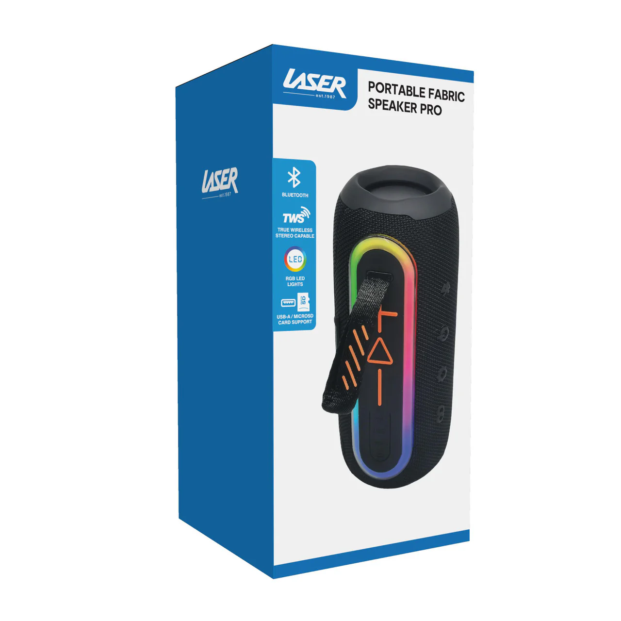 Laser Bluetooth Speaker – Fabric Finish with RGB (Black) - Image 9