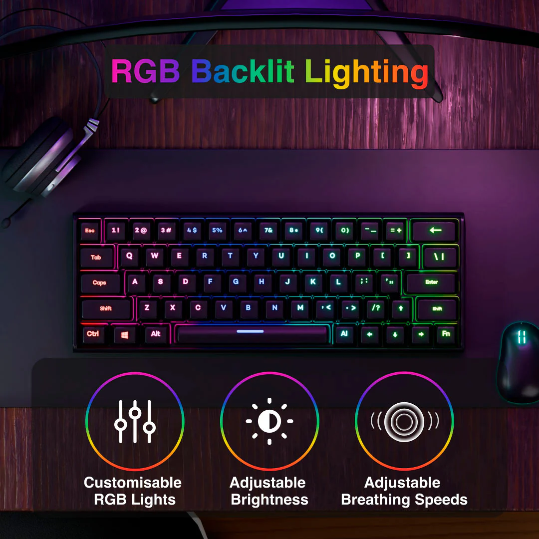 Laser Gaming Mini Mechanical Keyboard with RGB Backlight (Black) - Image 3