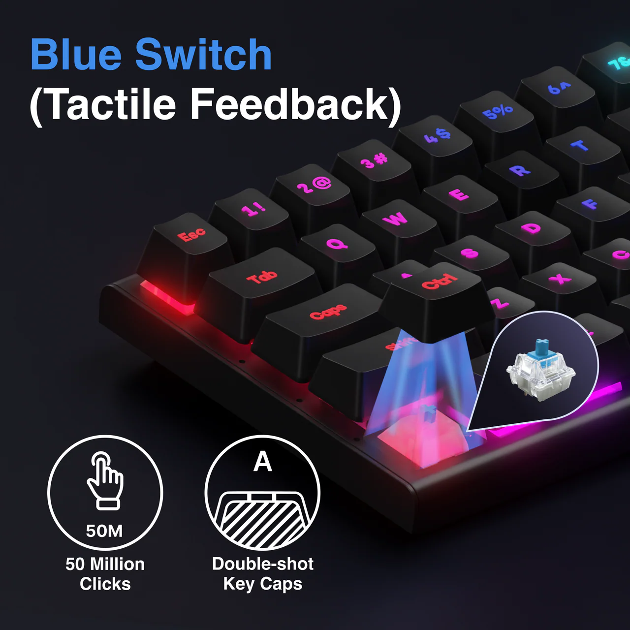 Laser Gaming Mini Mechanical Keyboard with RGB Backlight (Black) - Image 4
