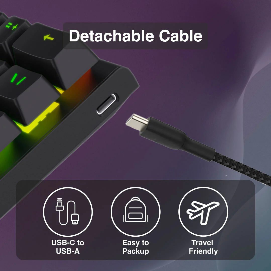 Laser Gaming Mini Mechanical Keyboard with RGB Backlight (Black) - Image 5