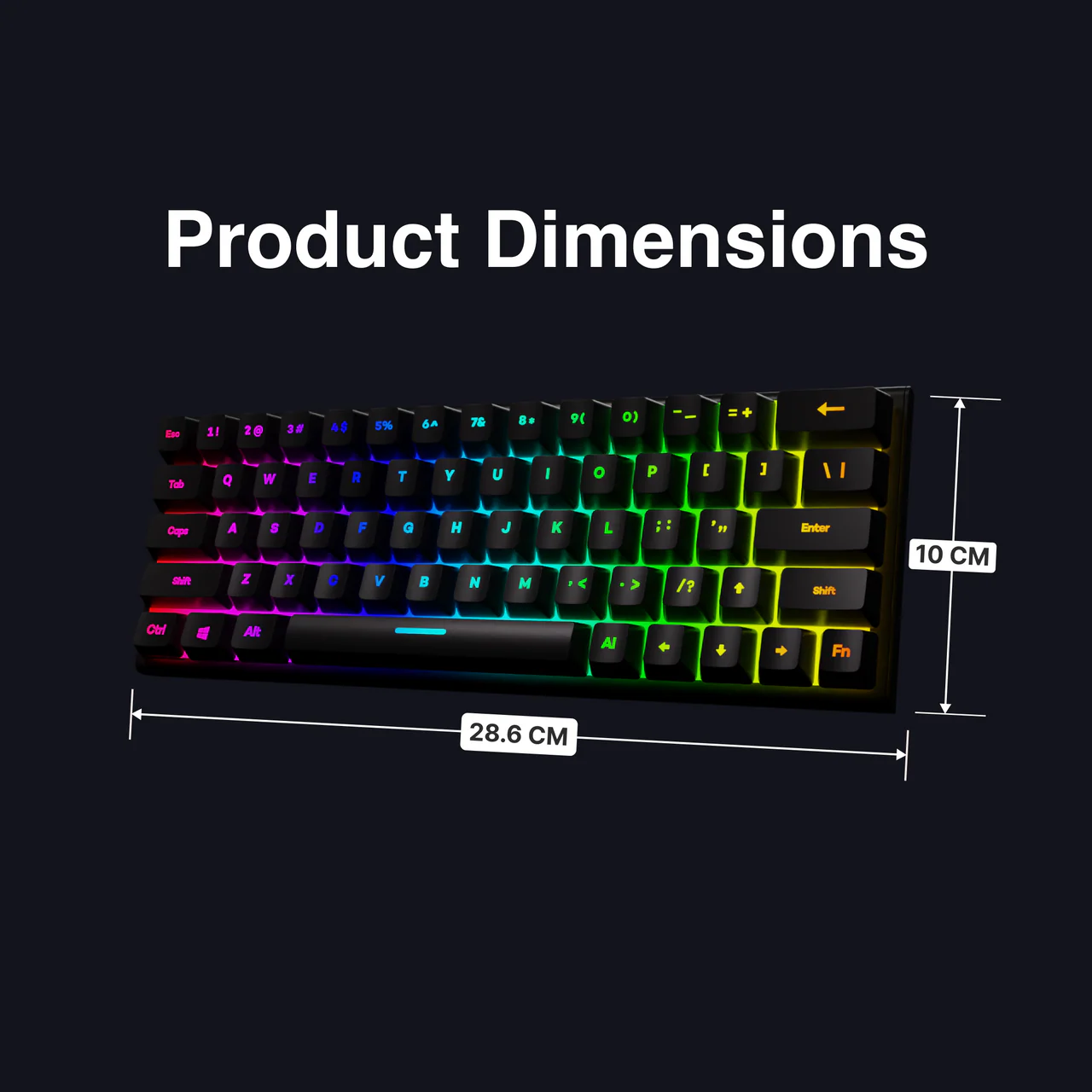 Laser Gaming Mini Mechanical Keyboard with RGB Backlight (Black) - Image 6