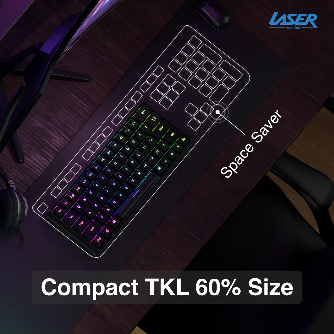 Laser Gaming Mini Mechanical Keyboard with RGB Backlight (Black) - Image 7