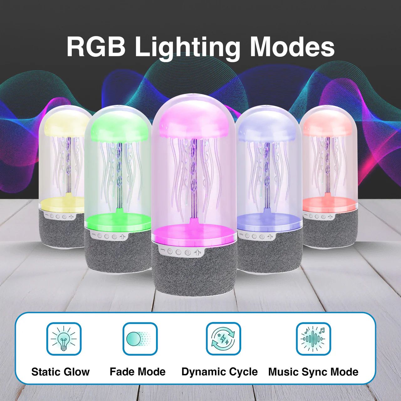 Laser Jellyfish Bluetooth Speaker with Night Light (Silver) - Image 4