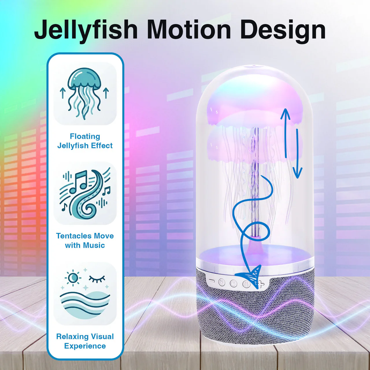 Laser Jellyfish Bluetooth Speaker with Night Light (Silver) - Image 5
