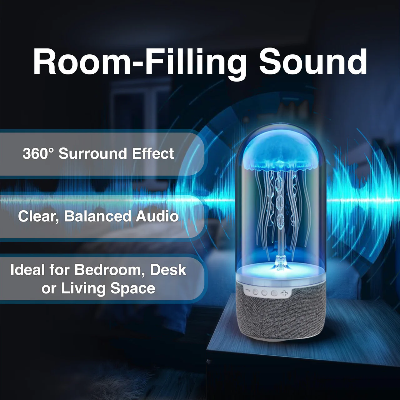 Laser Jellyfish Bluetooth Speaker with Night Light (Silver) - Image 7