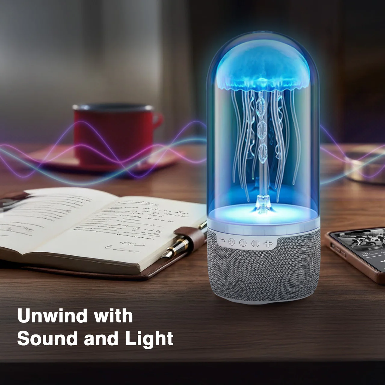 Laser Jellyfish Bluetooth Speaker with Night Light (Silver) - Image 9