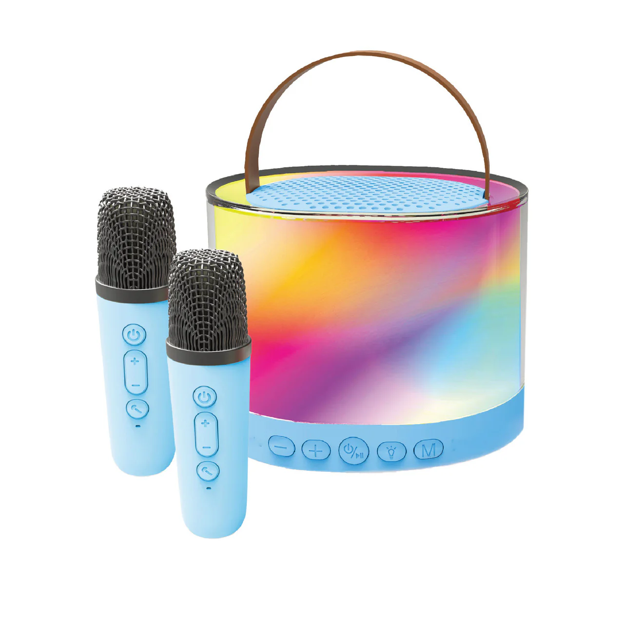 Laser Mini RGB Karaoke Speaker with 2 Wireless Mics (Blue)