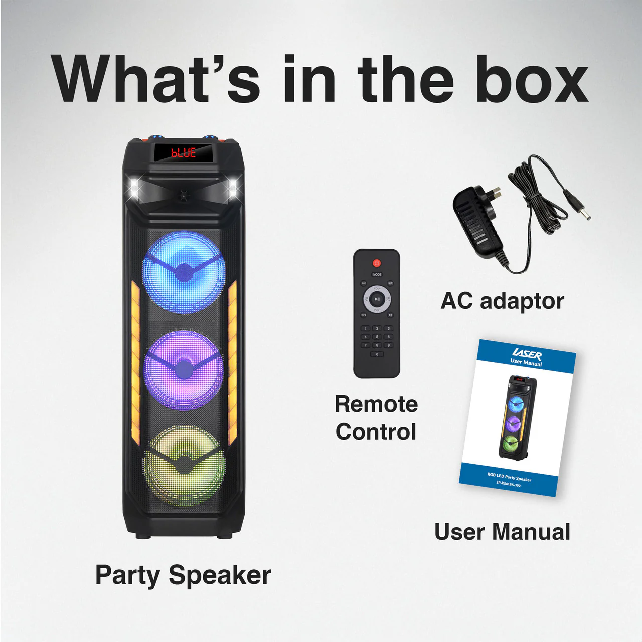 Laser Wireless Tower Speaker – 40W with LED Lights (Black) - Image 10