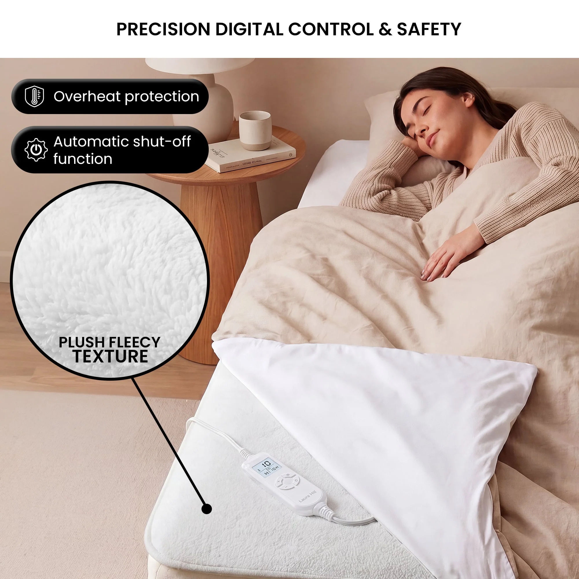 Laura Hill 9-Level Heated Fitted Electric Blanket with Fleece Underlay - Double - Image 4