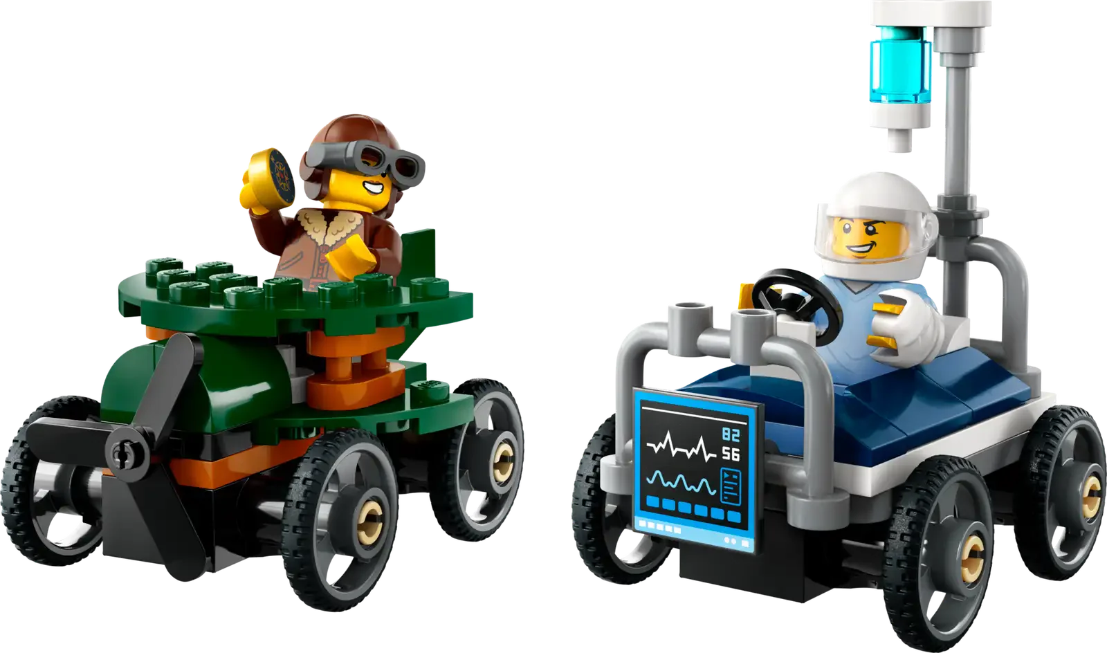LEGO 60459 Airplane Vs. Hospital Bed Race Car Pack - City - Image 2