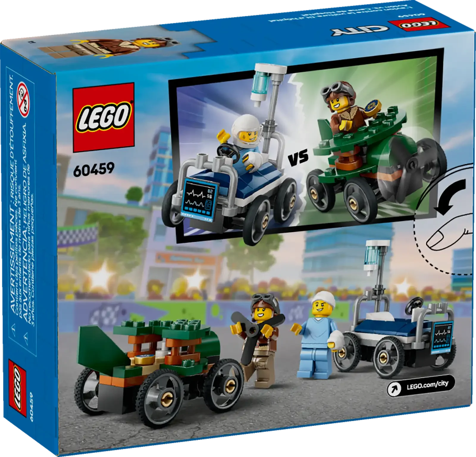 LEGO 60459 Airplane Vs. Hospital Bed Race Car Pack - City - Image 5