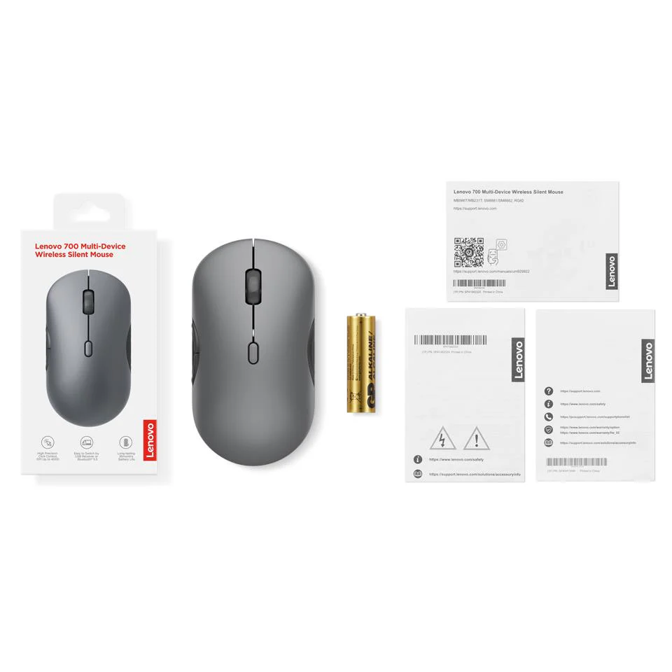 Lenovo 700 Multi-Device Wireless Silent Mouse (Luna Grey) - Image 6