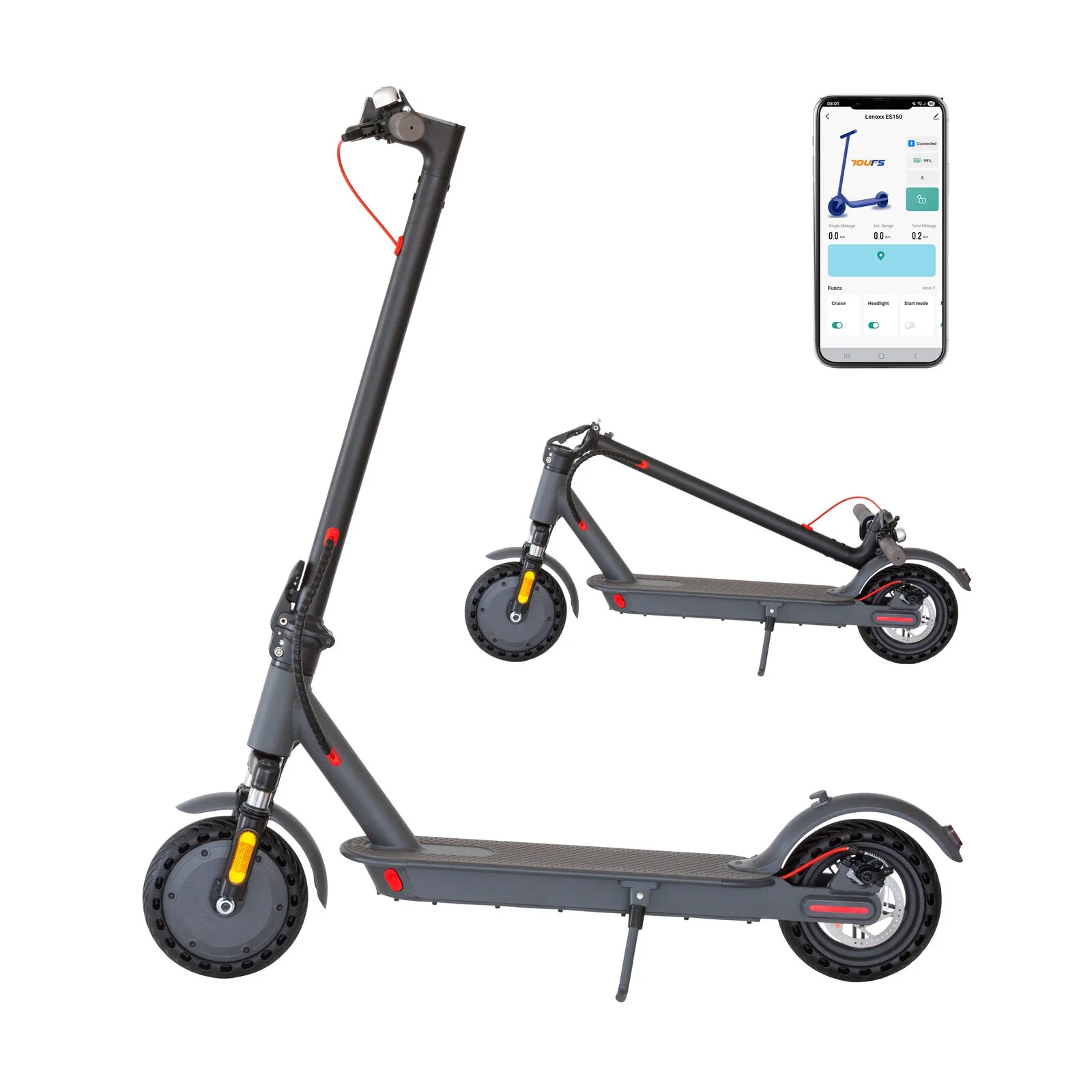 Lenoxx Electric Scooter, 350W Motor, 8.5 inch Tyres, Front Suspension, Smart App - Image 4