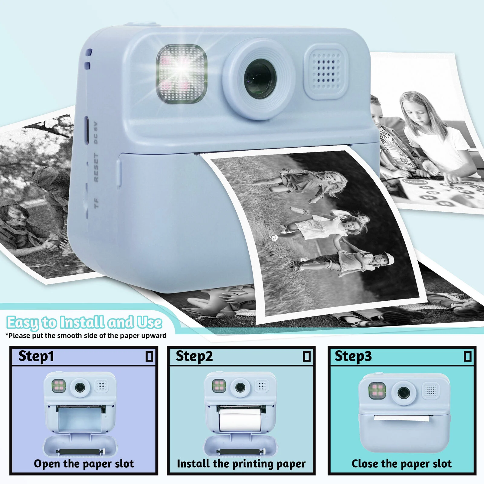 Lenoxx Kids 48MP Instant Print Camera with Dual Lens 1080P HD Video (Blue) - Image 8