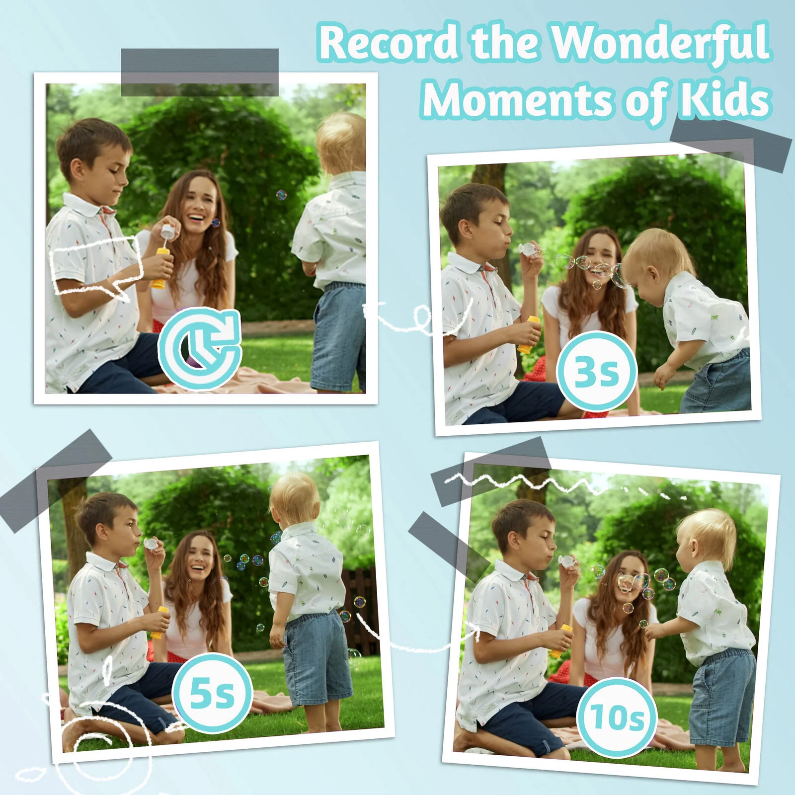 Lenoxx Kids 48MP Instant Print Camera with Dual Lens 1080P HD Video (Blue) - Image 9